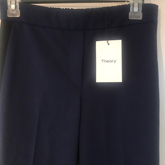 THEORY • blue and black stripe snap dress pull on pant nwt - Picture 9 of 16